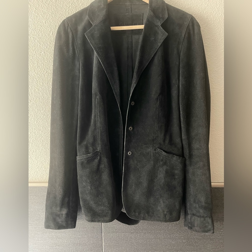 Gucci Black Suede Blazer Jacket